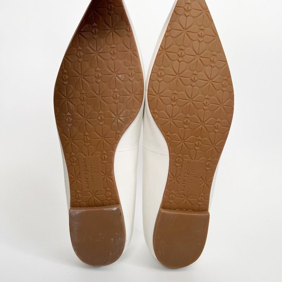 Kate Spade Lenora Leather Flats Pointed Toe Wedding Bridal Bachelorette Bride 7 - Picture 8 of 10